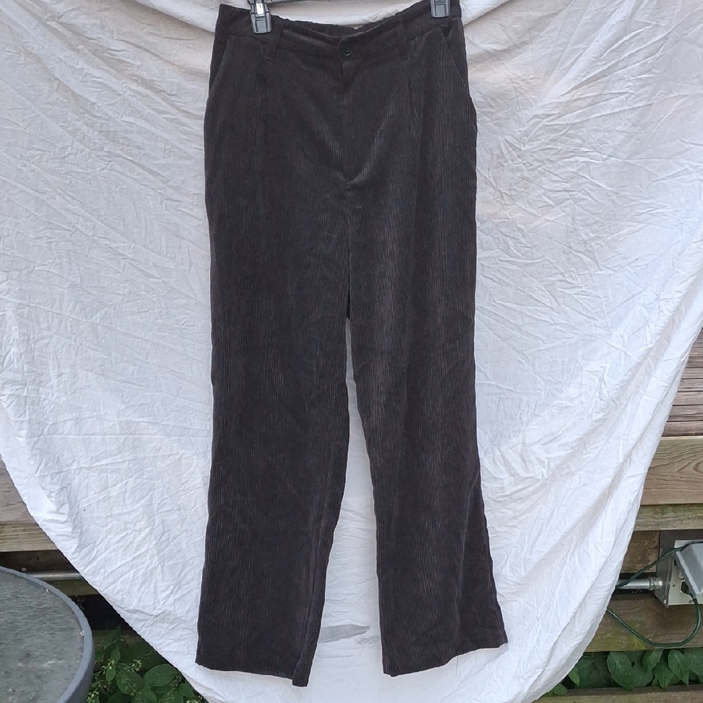 Black Faux-Corduroy Dress Pants